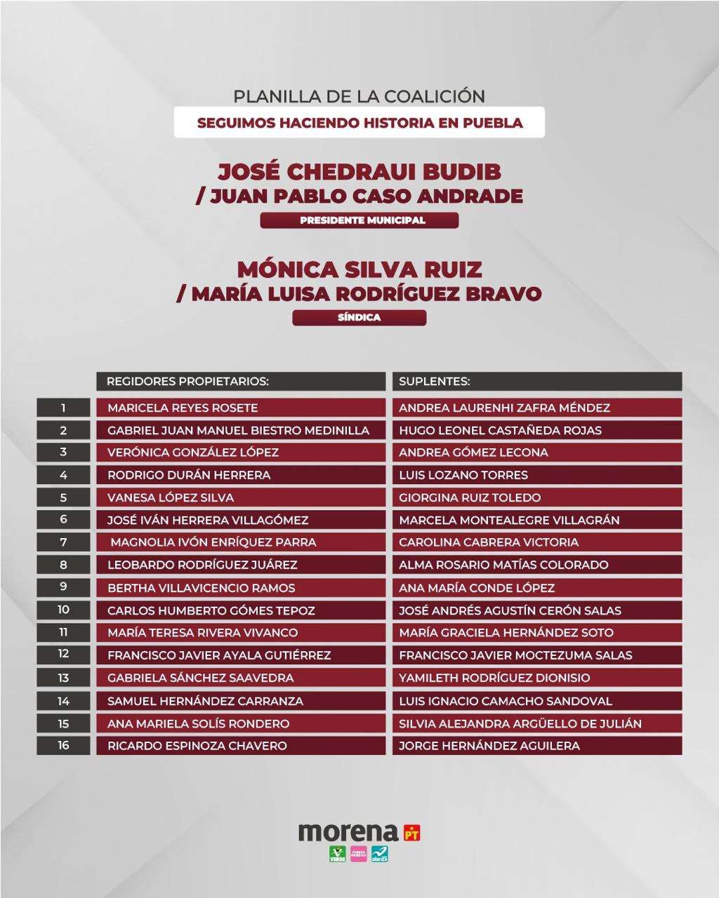 Presenta Pepe Chedraui planilla de regidores de la Coalición Seguiremos Haciendo Historia en Puebla