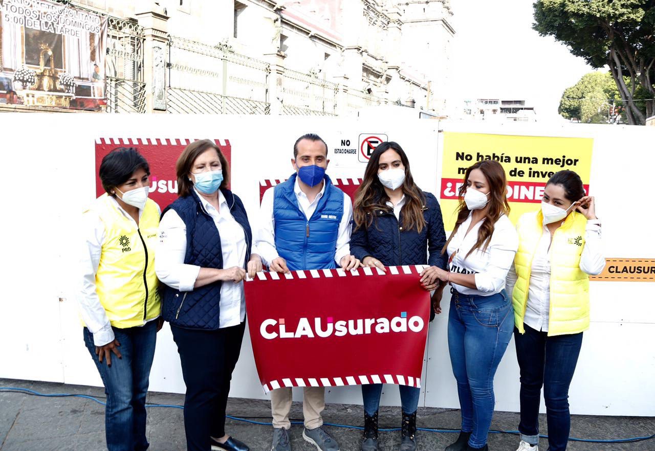 Candidatos a diputación federal “Va por Puebla” clausuran obra de remodelación del zócalo