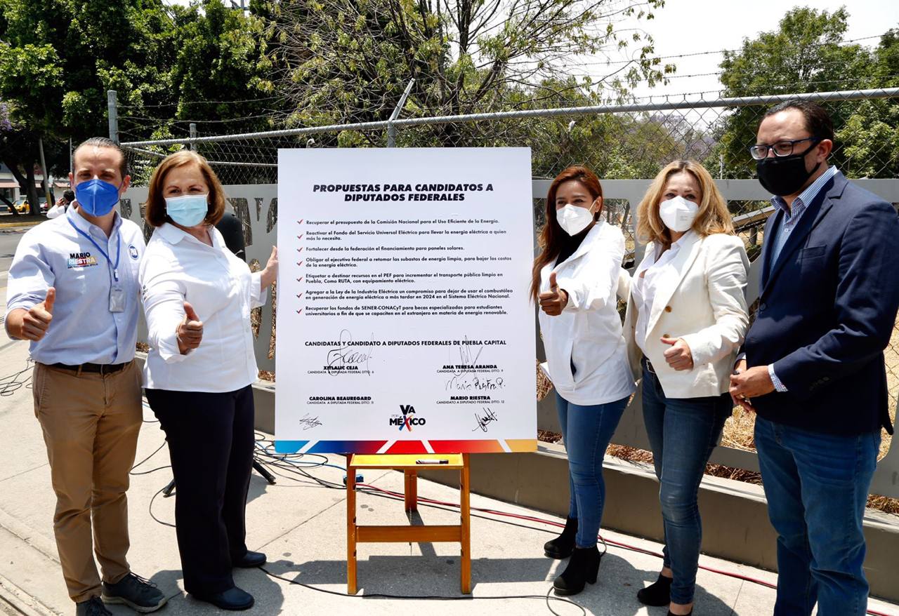 Candidatos de Va por México se comprometen a impulsar energías renovables y gestionar recursos en Puebla