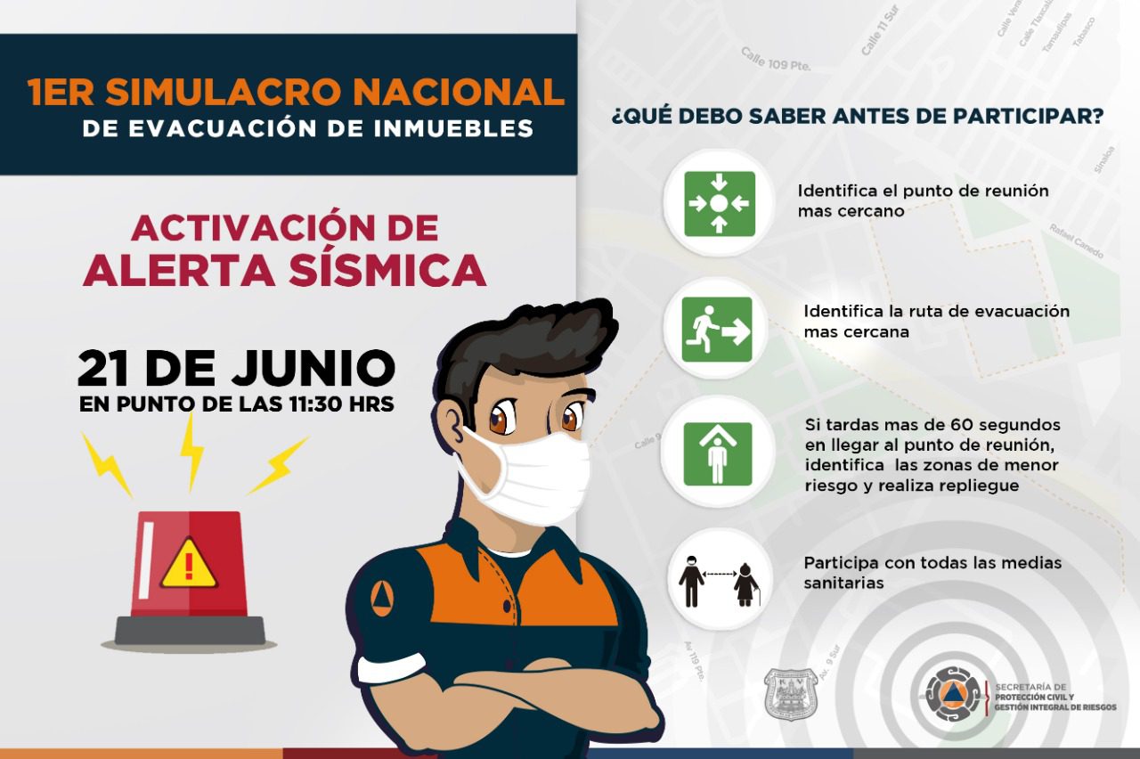 Protección Civil Municipal emite recomendaciones para participar en Simulacro Nacional 2021