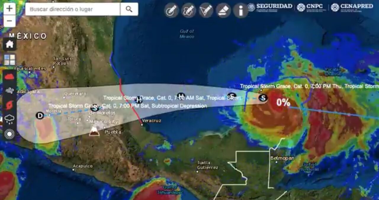 Ya como tormenta tropical, Grace se desplaza este día sobre la Península de Yucatán