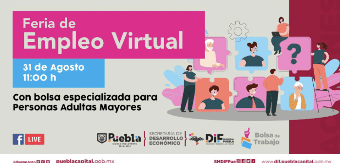 Anuncia Ayuntamiento de Puebla Feria de Empleo Virtual para personas adultas mayores