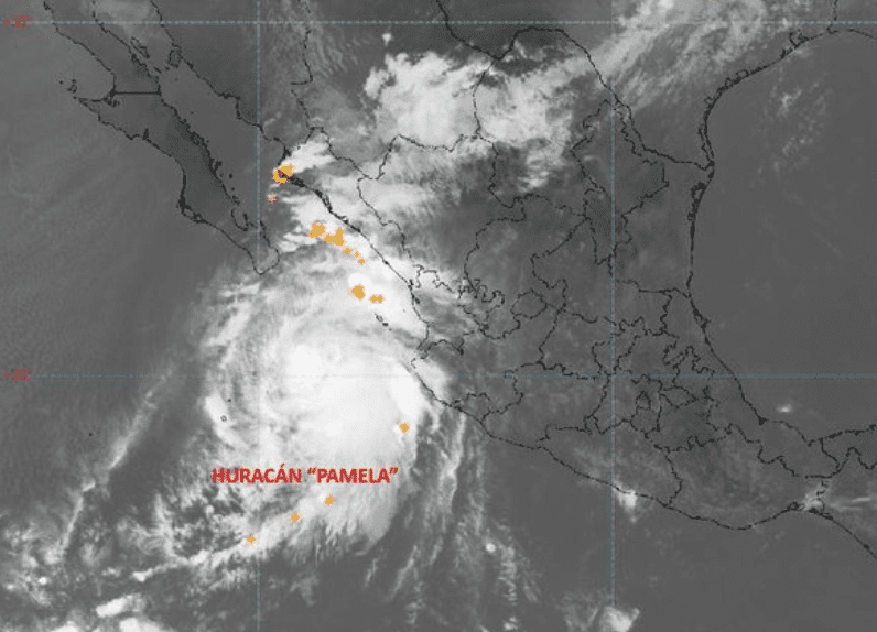 Hoy habrá lluvias puntuales intensas en Baja California Sur y Sinaloa por el huracán Pamela
