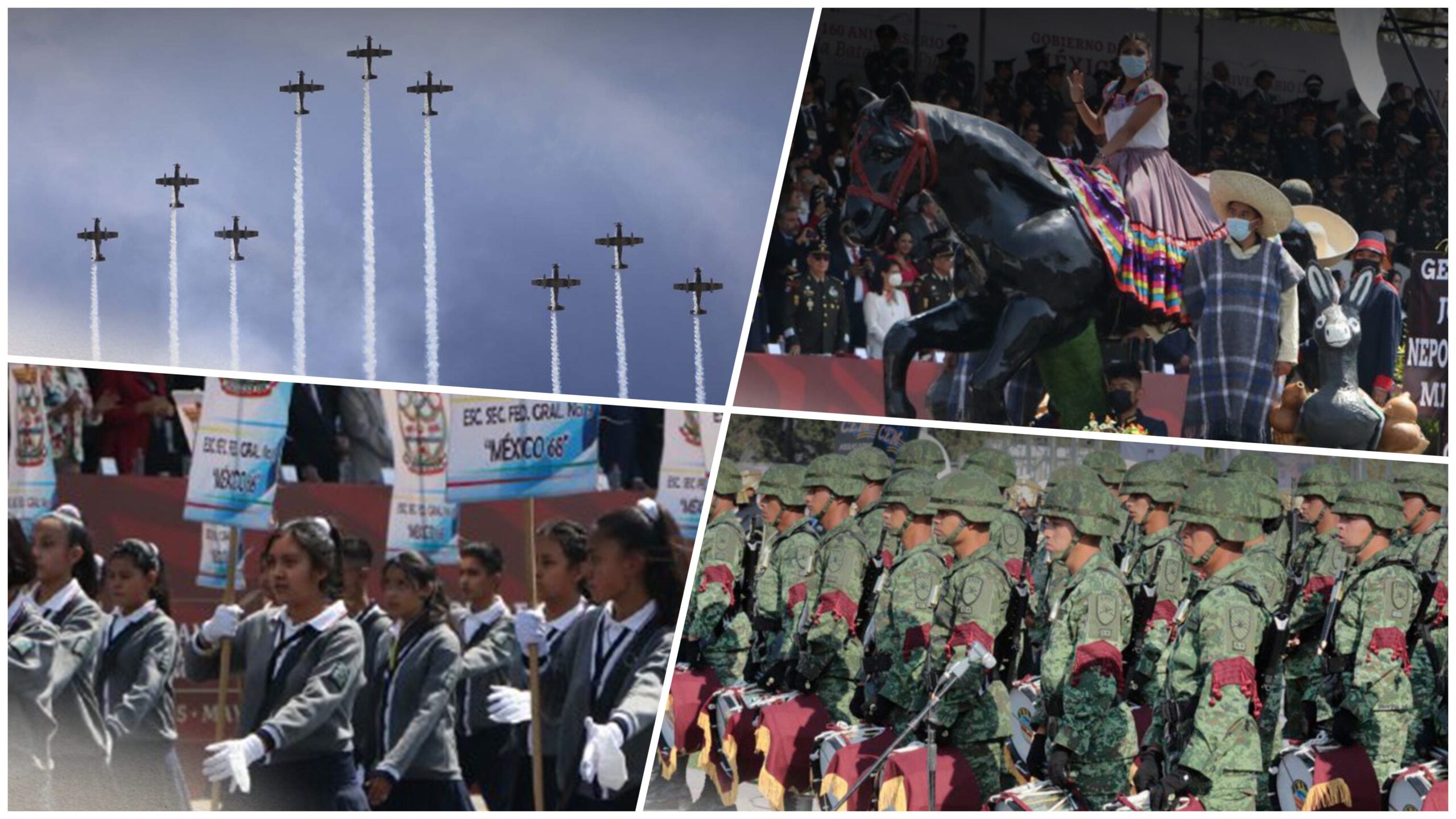 Maravillan carros alegóricos y aviones a poblanas y poblanos durante el Desfile del 5 de Mayo en Puebla