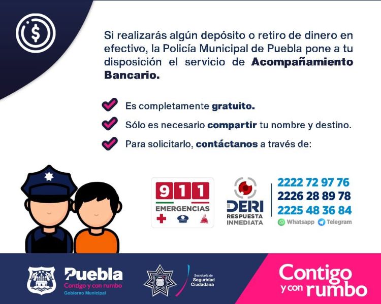 Exhorta Policía Municipal a cuentahabientes para que soliciten acompañamiento bancario