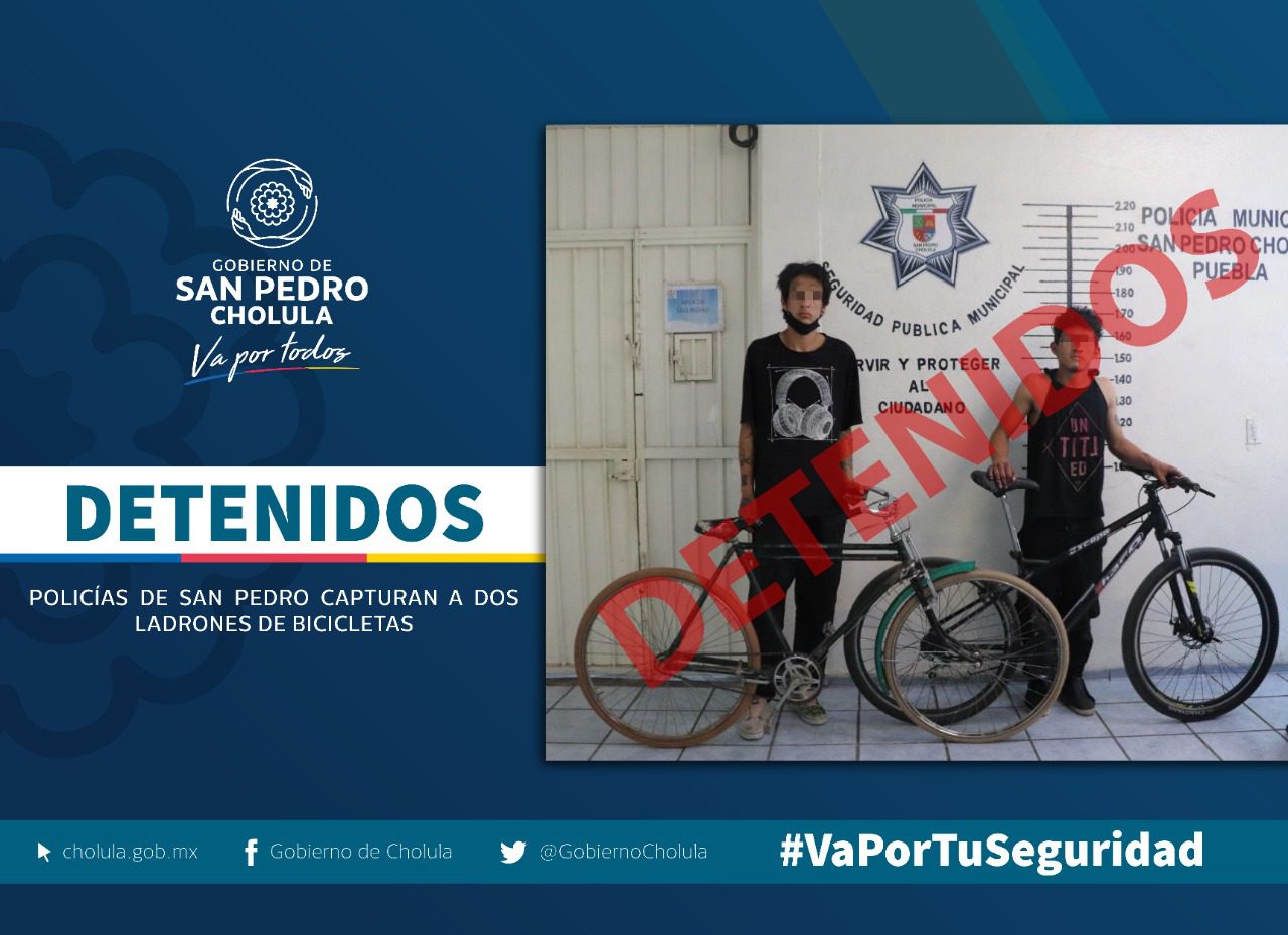 Capturan a dos ladrones de bicicletas en San Pedro Cholula
