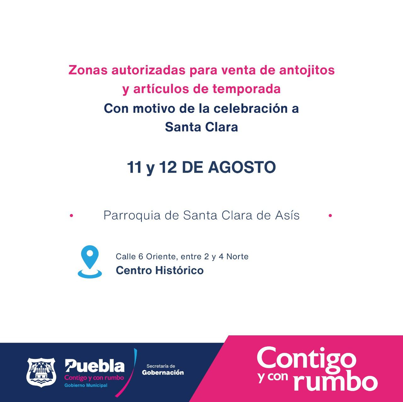 Permitirán venta de antojitos y artículos religiosos durante festejos a Santa Clara