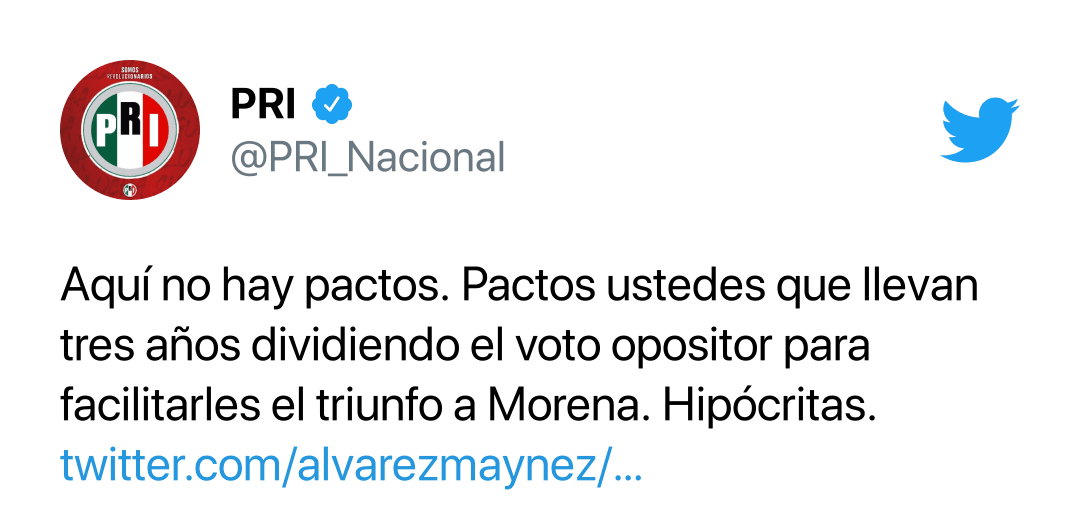 MC es un partido hipócrita que solo divide el voto opositor para favorecer a Morena: PRI