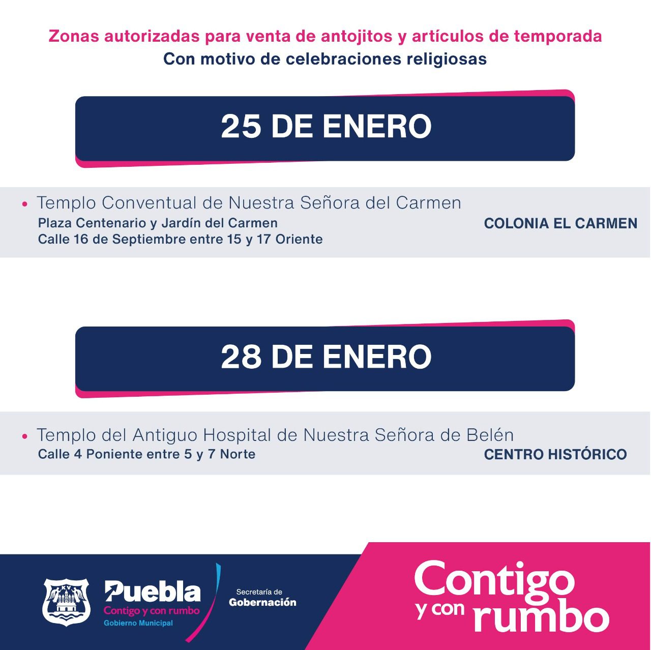 Por festejos religiosos, permitirán instalación de comercio itinerante frente a dos iglesias en la capital poblana