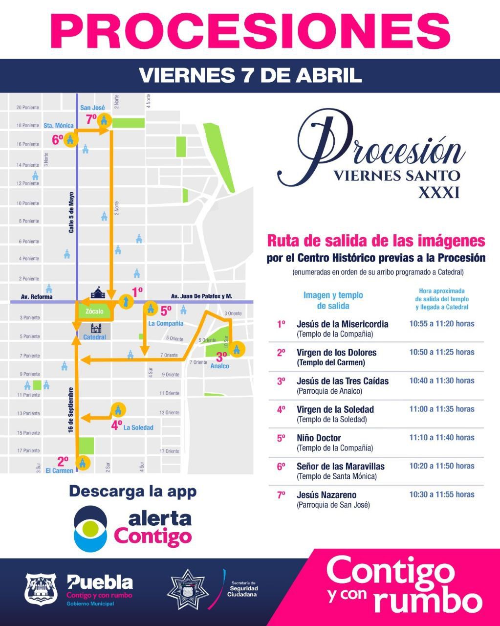 Habrá cierres en la capital poblana por la XXXI Procesión de Viernes Santo