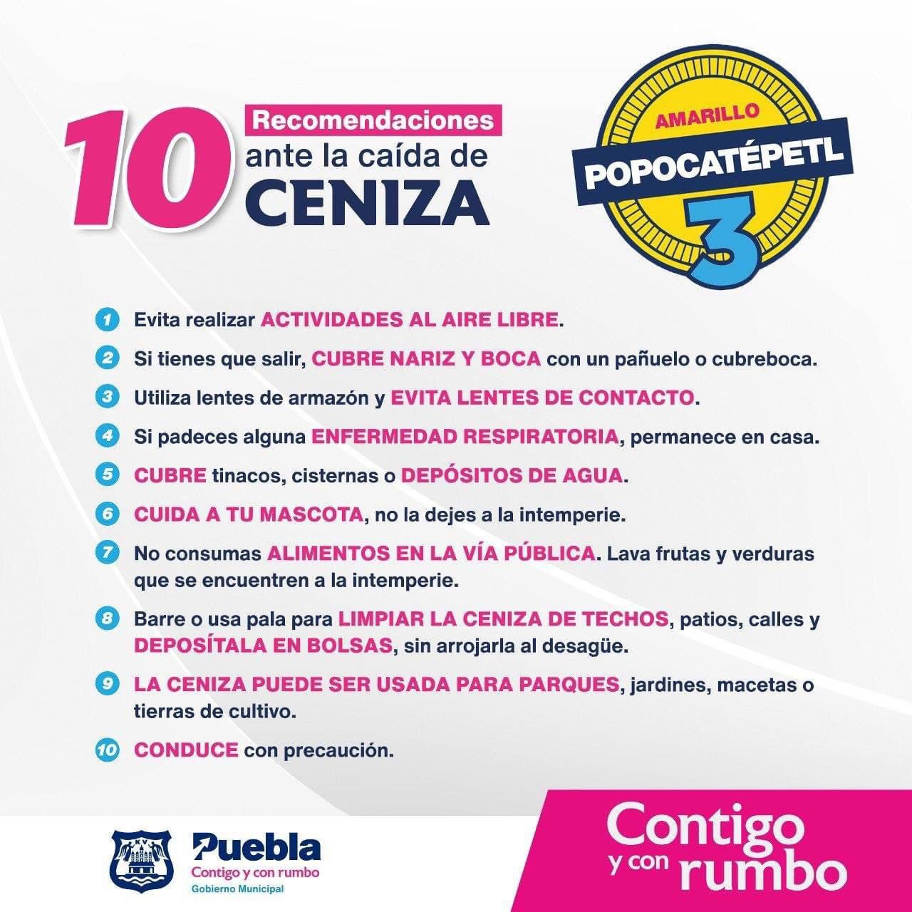Mantiene Ayuntamiento de Puebla protocolos de prevención de caída de ceniza del Popocatépetl
