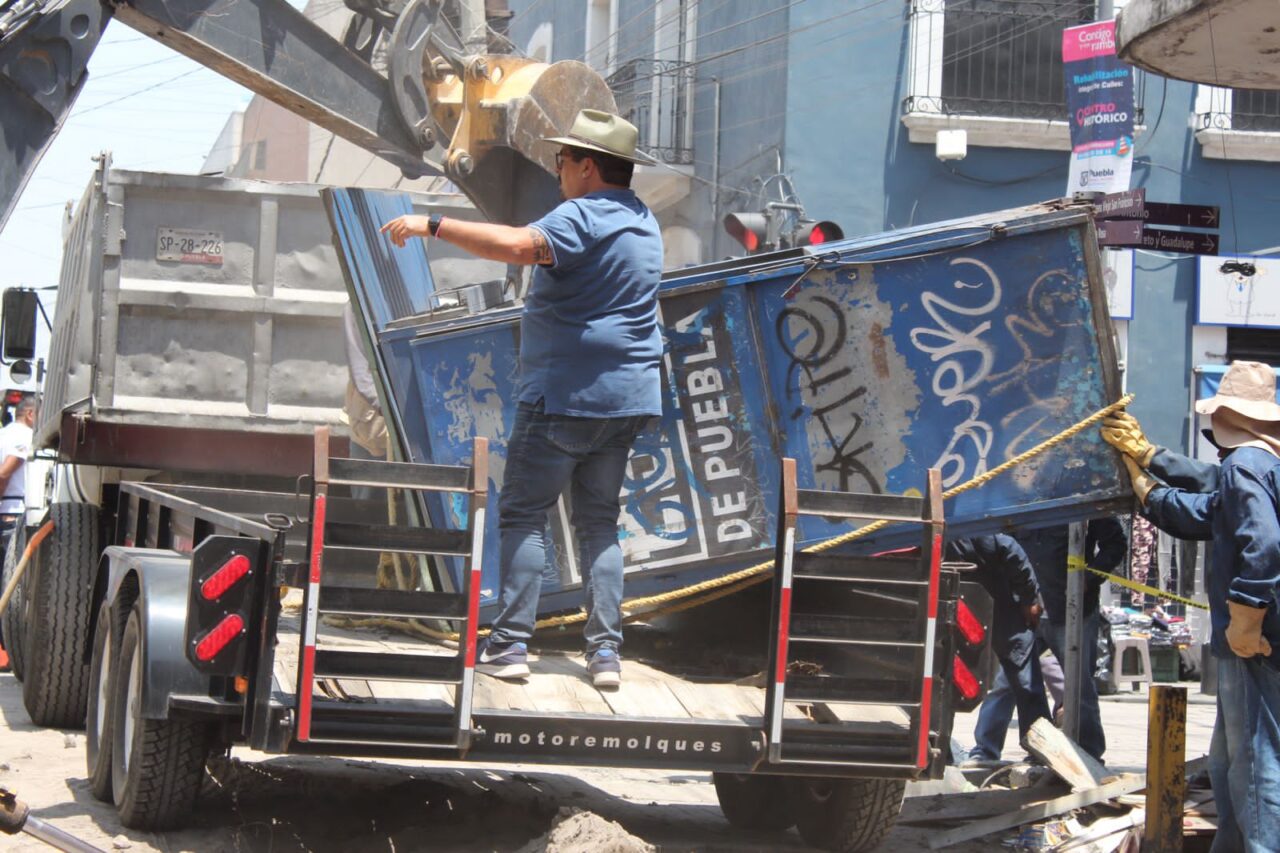Continúan tareas de ordenamiento en el Centro Histórico de Puebla
