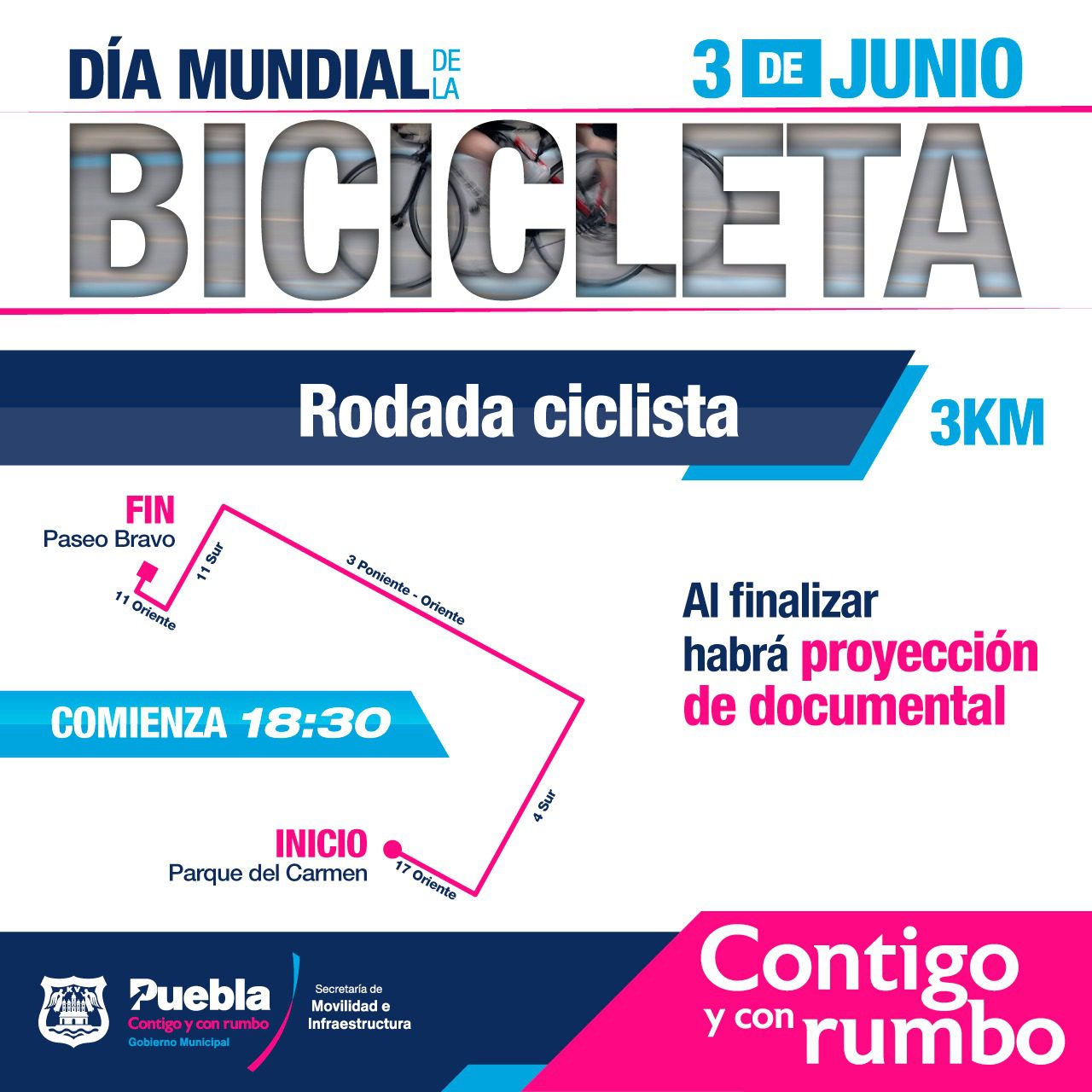 Con rodada, celebrará Ayuntamiento de Puebla el Día Mundial de la Bicicleta