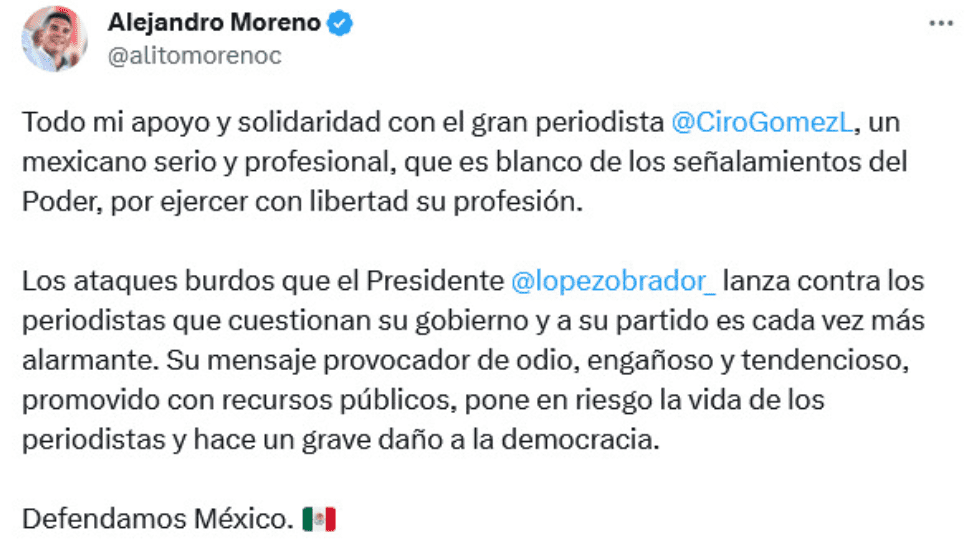 Ataques del Ejecutivo ponen en riesgo la vida de periodistas, y dañan la democracia: Alejandro Moreno