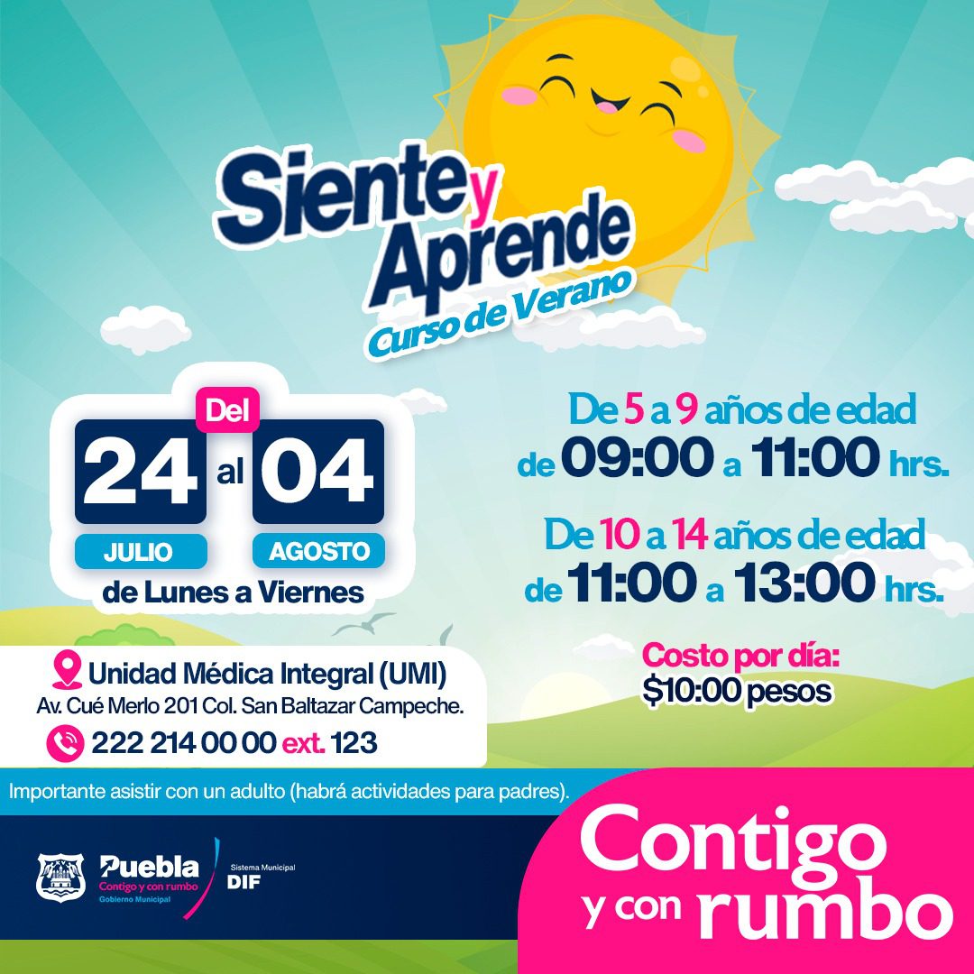 Invita SMDIF Puebla a curso de verano «Siente y Aprende» para padres e hijos