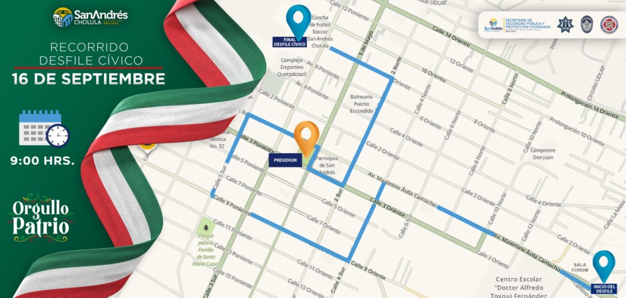 Operativo de Seguridad «Fiestas Patrias 2023» en San Andrés Cholula