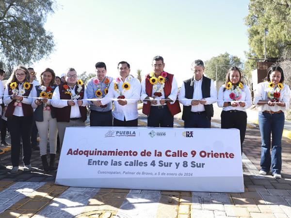 Preside Sergio Salomón inicio de rehabilitación de la carretera Palmar de Bravo-Esperanza