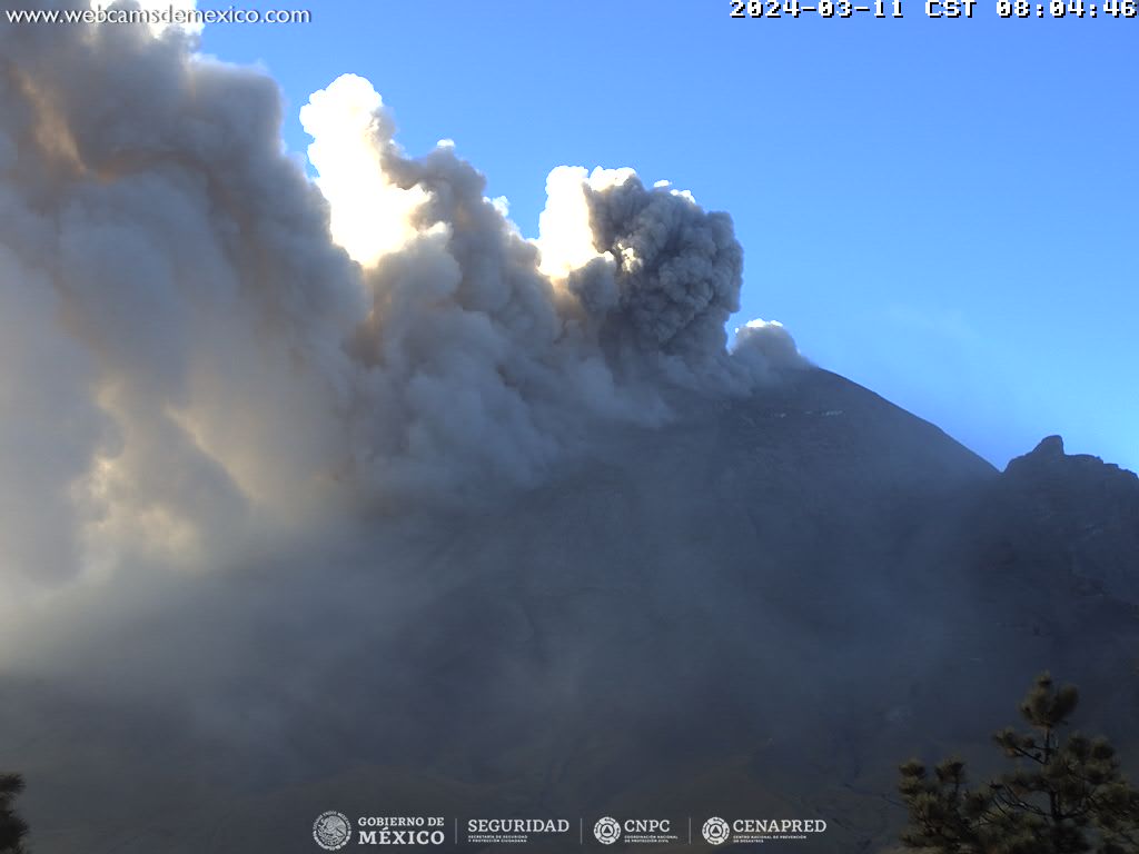 Nueve exhalaciones y mil 394 minutos de tremor, registró el volcán Popocatépetl en las últimas 24 horas