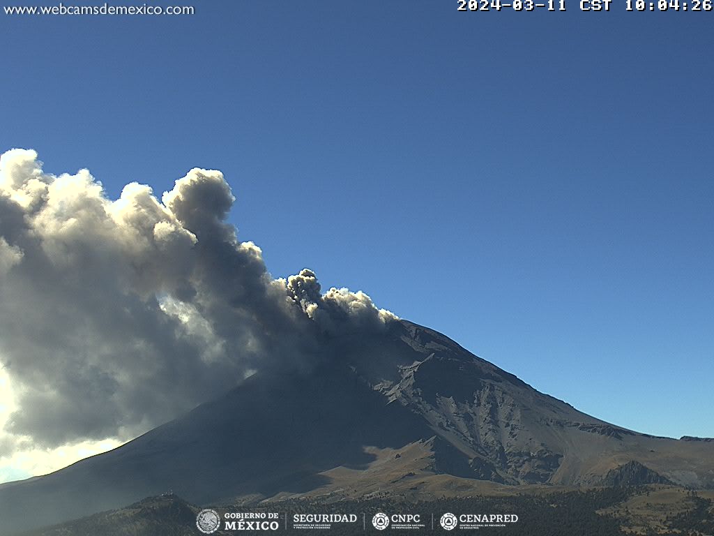 Reporta Gobierno de Puebla actividad del volcán Popocatépetl y calidad del aire este 12 de marzo