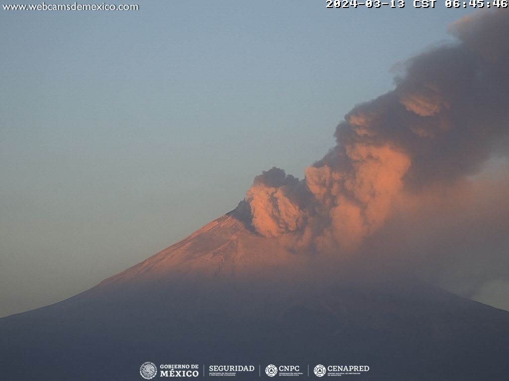 Reporta Gob de Puebla la calidad del aire este miércoles 13 de marzo, ante la actividad del Popocatépetl