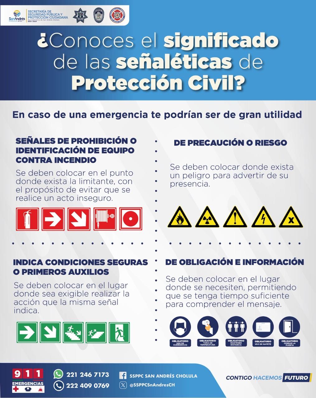 Promueve Ayuntamiento de San Andrés Cholula señalamientos en materia de protección civil