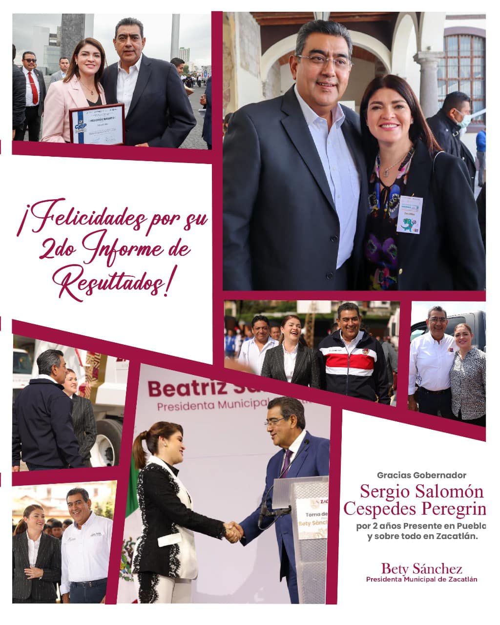 Felicita Bety Sánchez Galindo al gobernador Sergio Salomón con motivo de su segundo informe de Gobierno