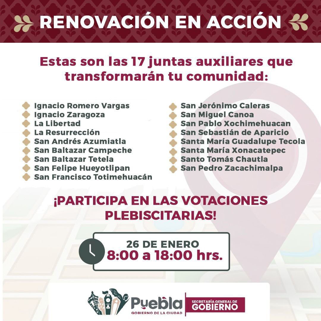 Renovación en acción: Las juntas auxiliares de Puebla se preparan para una jornada de plebiscitos histórica
