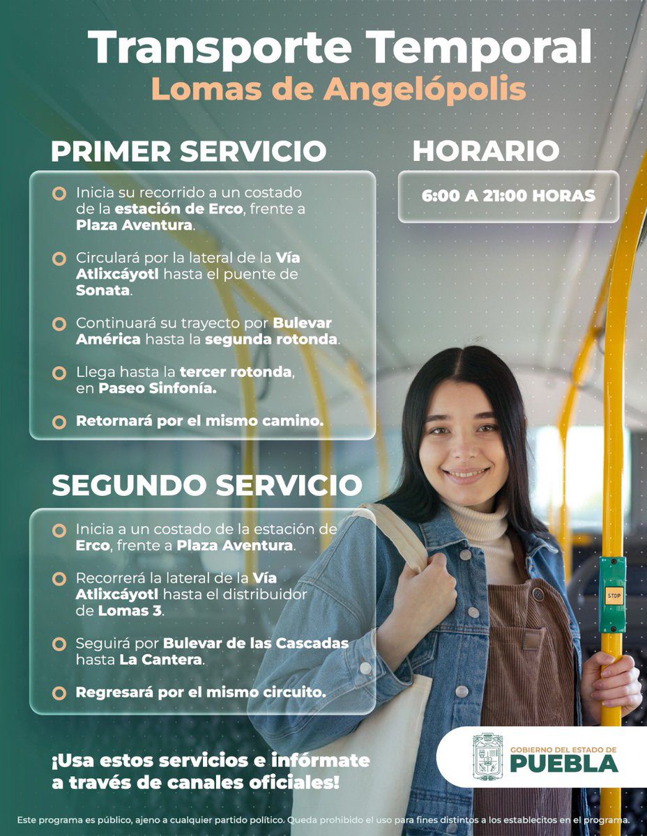 La Secretaría de Movilidad y Transporte implementa unidades temporales de RUTA en Lomas de Angelópolis para reemplazar «taxis pirata»