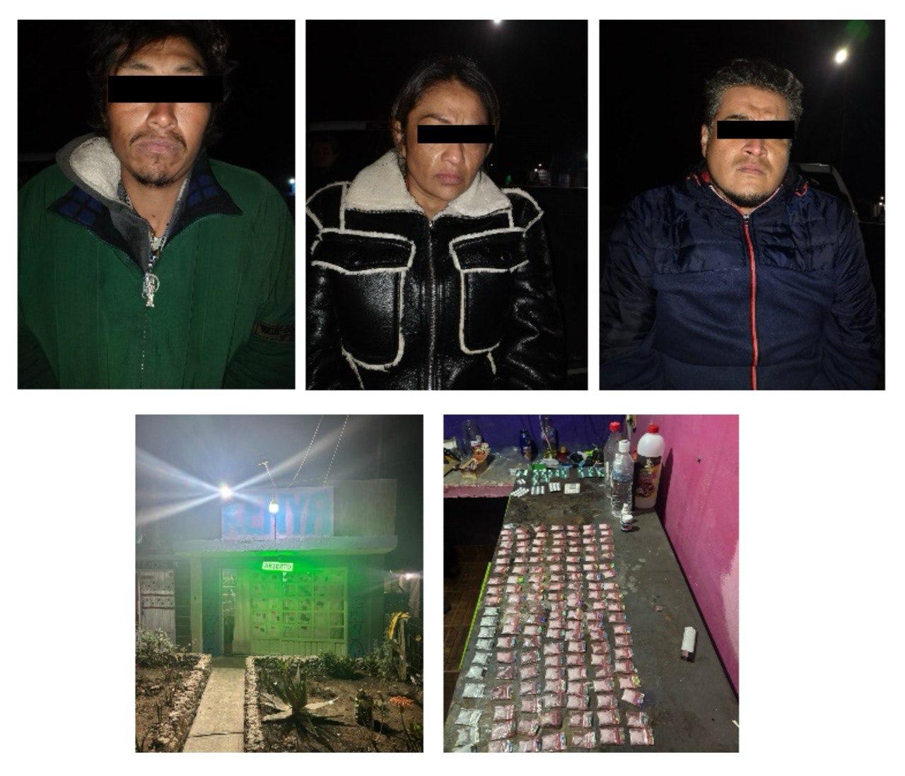 Cateo en Tlahuapan logra captura de tres narcomenudistas