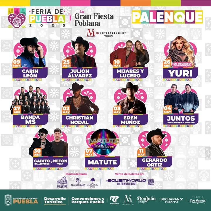 Conoce el cartel del Palenque de la Feria de Puebla 2025