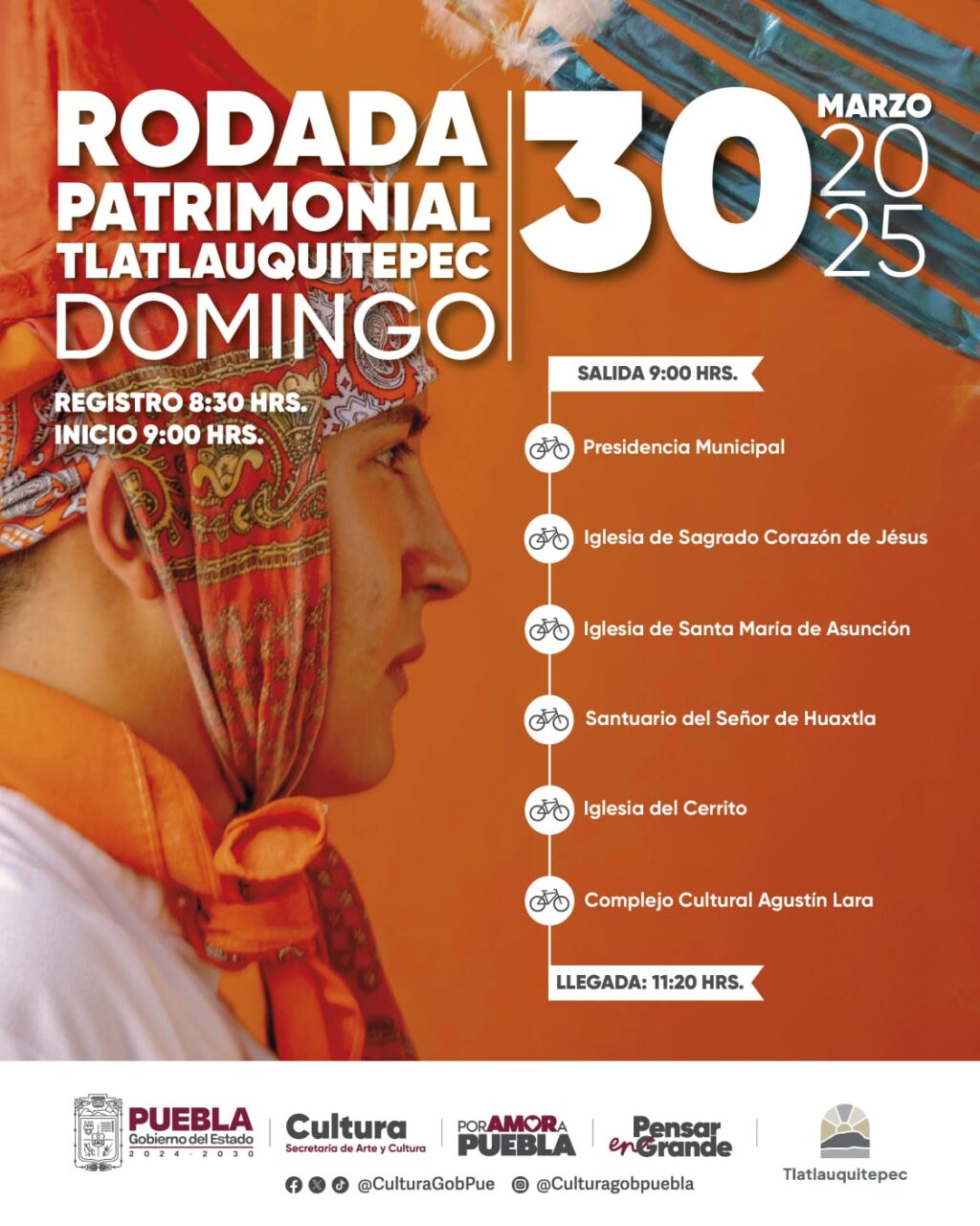 Secretaría de Arte y Cultura programa rodada patrimonial en Tlatlauquitepec