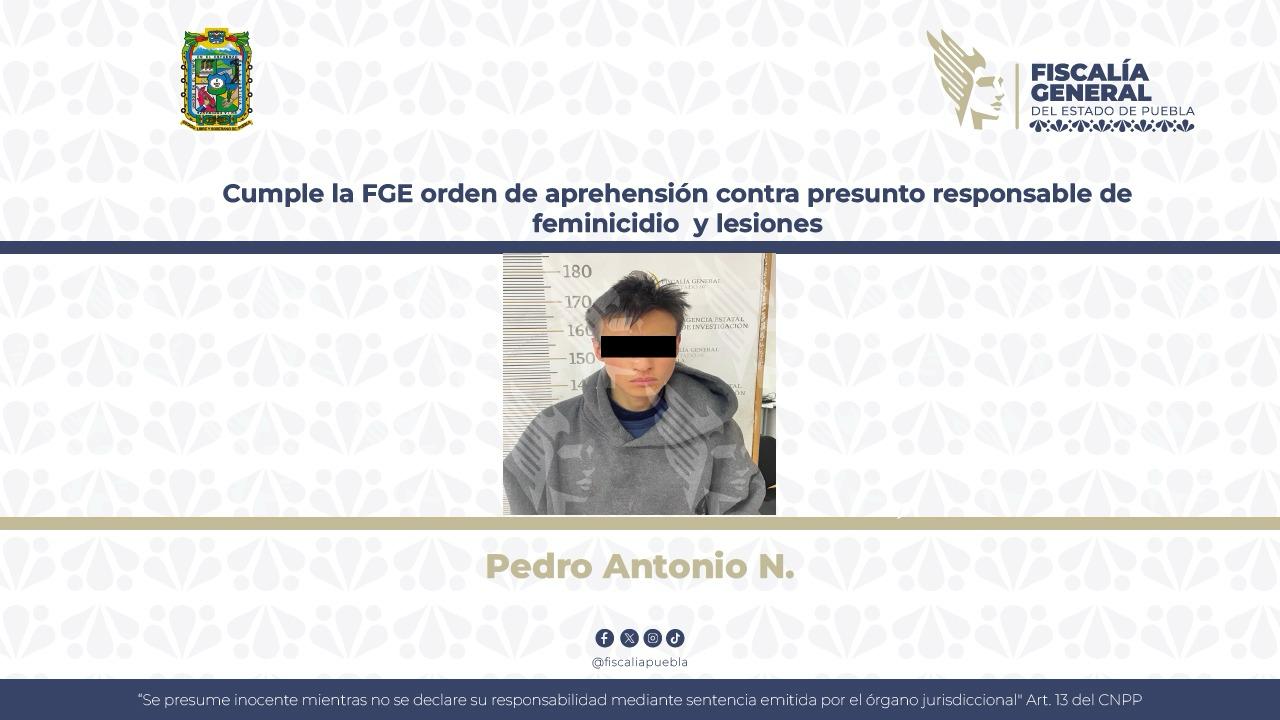 Cumple la FGE orden de aprehensión contra presunto responsable de feminicidio y lesiones