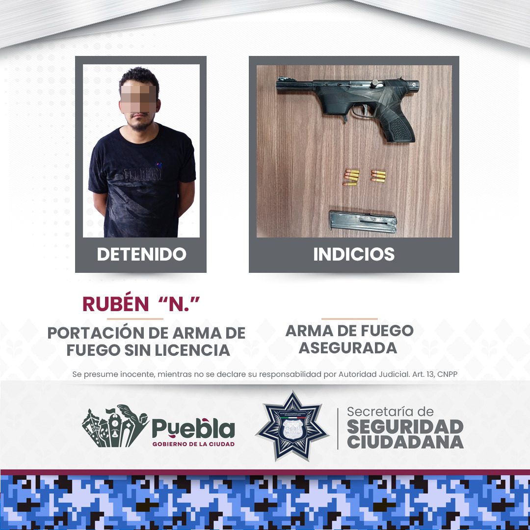 Resultado de la estrategia de seguridad, la SSC asegura a un hombre con arma de fuego