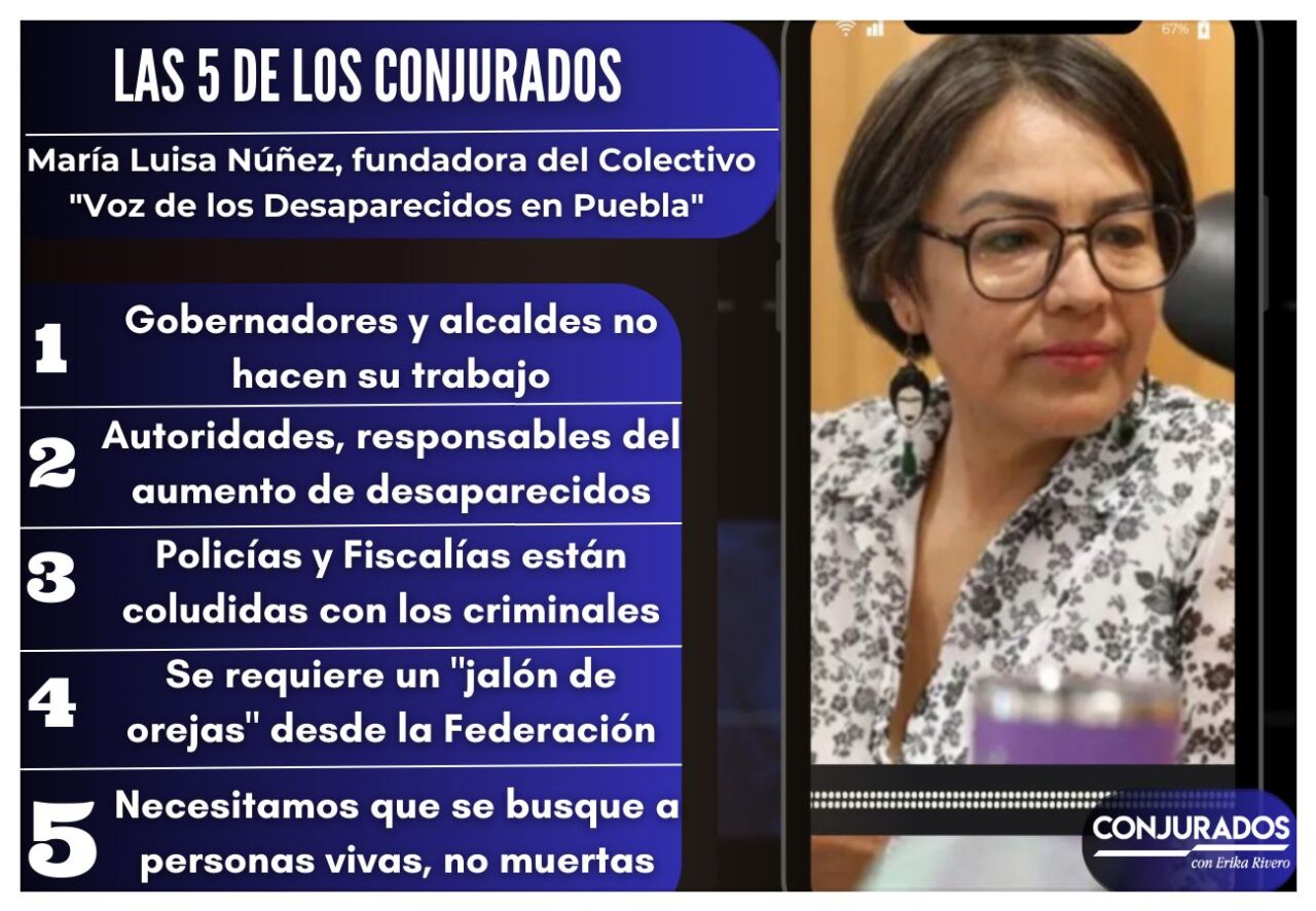 Los 5 de Los Conjurados | María Luisa Núñez: “La desaparición de personas en Puebla es una crisis con responsables claros”