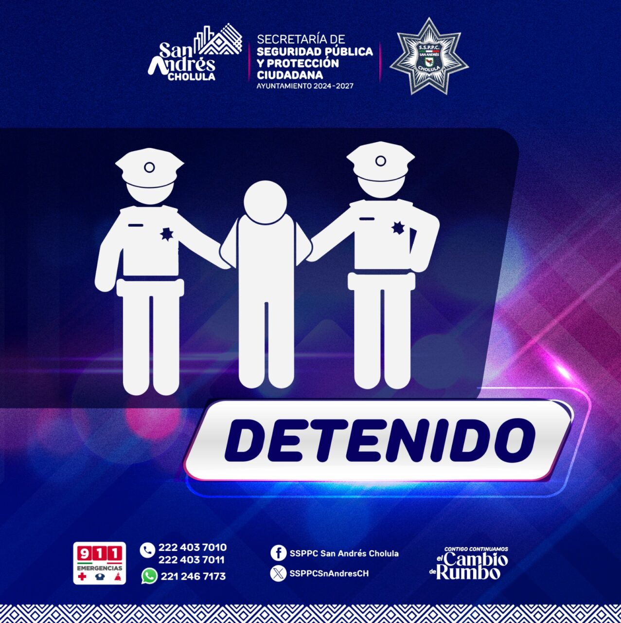 Detiene Policía de San Andrés Cholula a probable responsable de lesiones