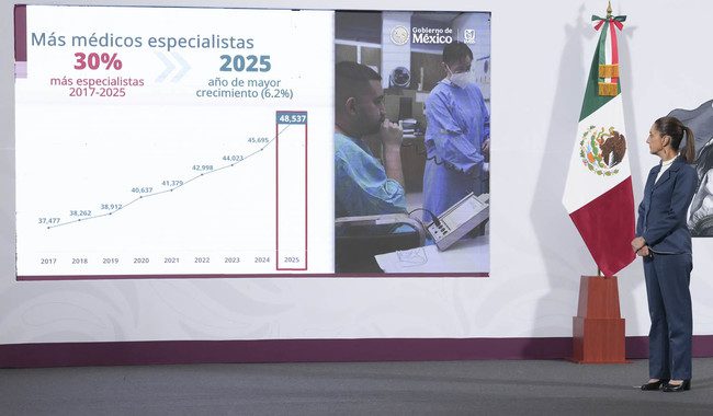 En 2025 rompimos récord en formación y contratación de médicos especialistas del IMSS para mejorar la atención médica: Presidenta