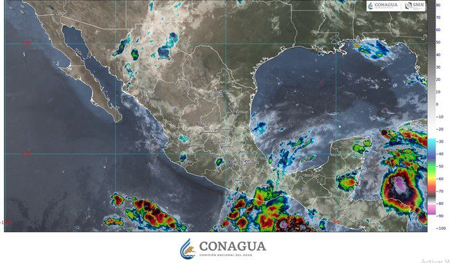 Se prevén lluvias intensas en Veracruz, Oaxaca, Chiapas, Tabasco, Campeche y Quintana Roo