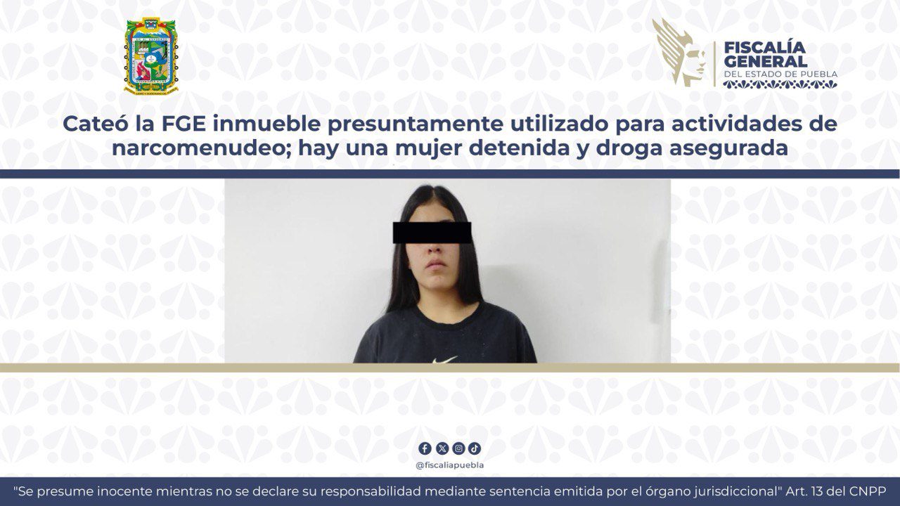 Cateó la FGE inmueble presuntamente utilizado para actividades de narcomenudeo; hay una mujer detenida y droga asegurada