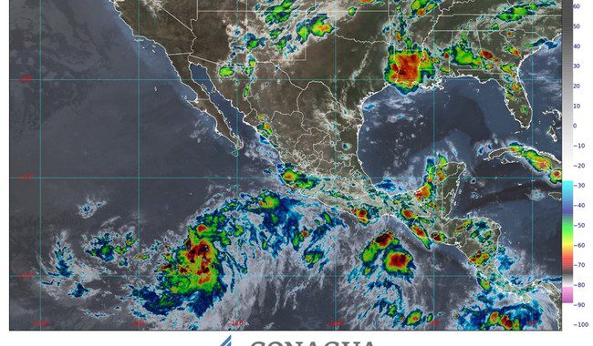 Durante la noche de hoy se esperan lluvias intensas en zonas de Veracruz, Oaxaca, Tabasco y Chiapas