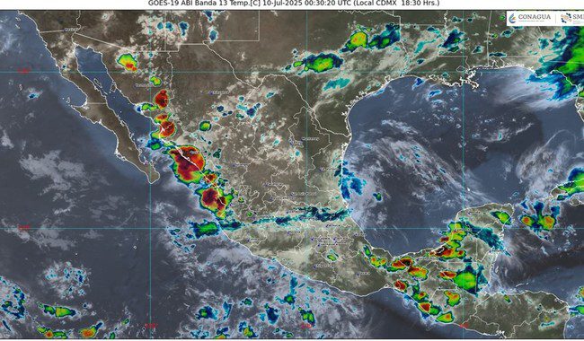 Se pronostican lluvias puntuales intensas en el noroeste, noreste y oriente de México en las siguientes horas