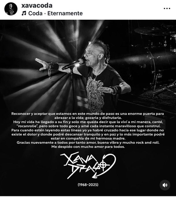 Fallece Xava Drago, vocalista de Coda, a los 54 años