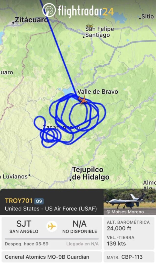 Dron estadounidense sobrevuela Valle de Bravo en operativo conjunto; debate por soberanía nacional
