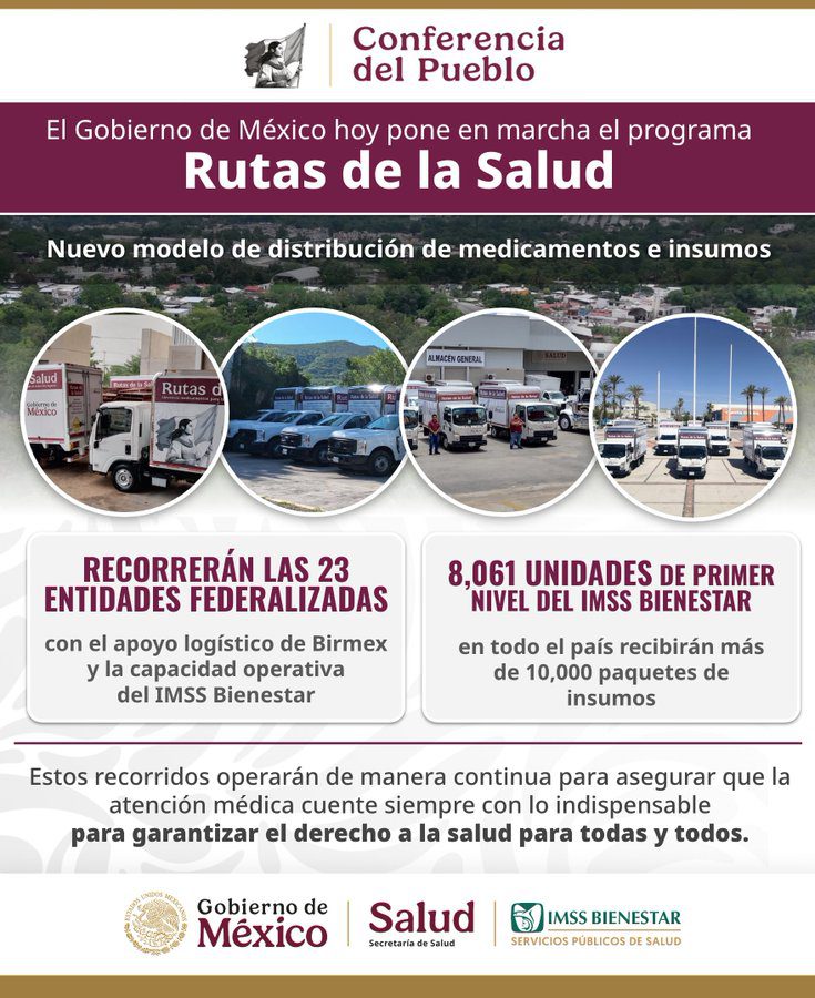 Rutas de la Salud avanza con la entrega de medicamentos en 23 estados