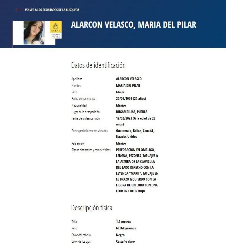 Comisión de Búsqueda emite Ficha Amarilla con Interpol