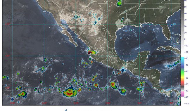 Durante este martes, se esperan lluvias intensas en la región oeste de Oaxaca y de Chiapas