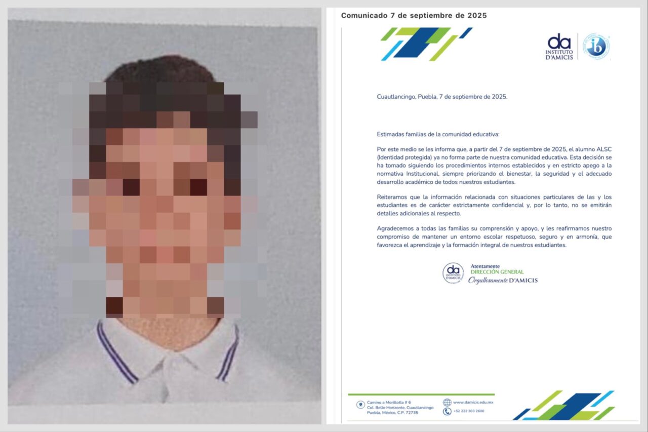 Presión de padres obliga al Instituto D’Amicis a expulsar a alumno vinculado con caso de homicidio en Lomas de Angelópolis