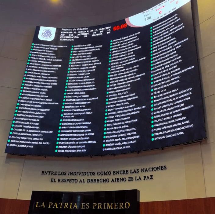 Senado aprueba reforma constitucional para combatir la extorsión a nivel nacional