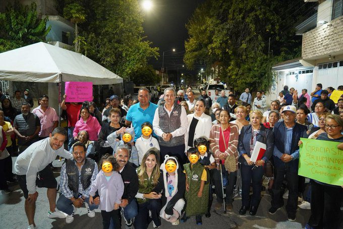 Inaugura Pepe Chedraui modernización de luminarias LED en la cabecera auxiliar de San Baltazar Campeche