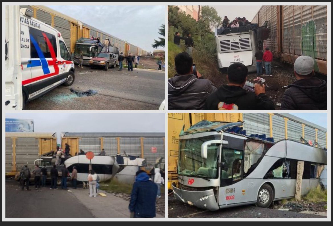 Trágico choque entre tren y autobús en Atlacomulco deja al menos 8 muertos y 45 heridos