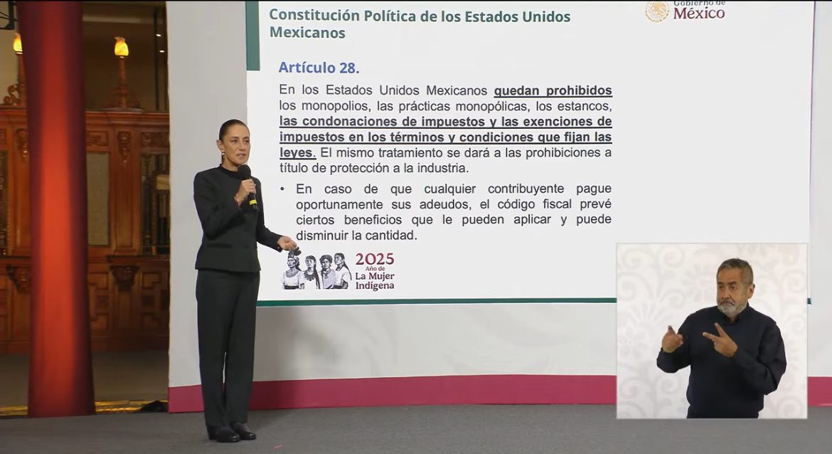 Sheinbaum rechaza negociación fiscal con Grupo Salinas y reafirma principio de legalidad